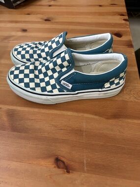 Vans Checkerboard Slip-On in Teal & White